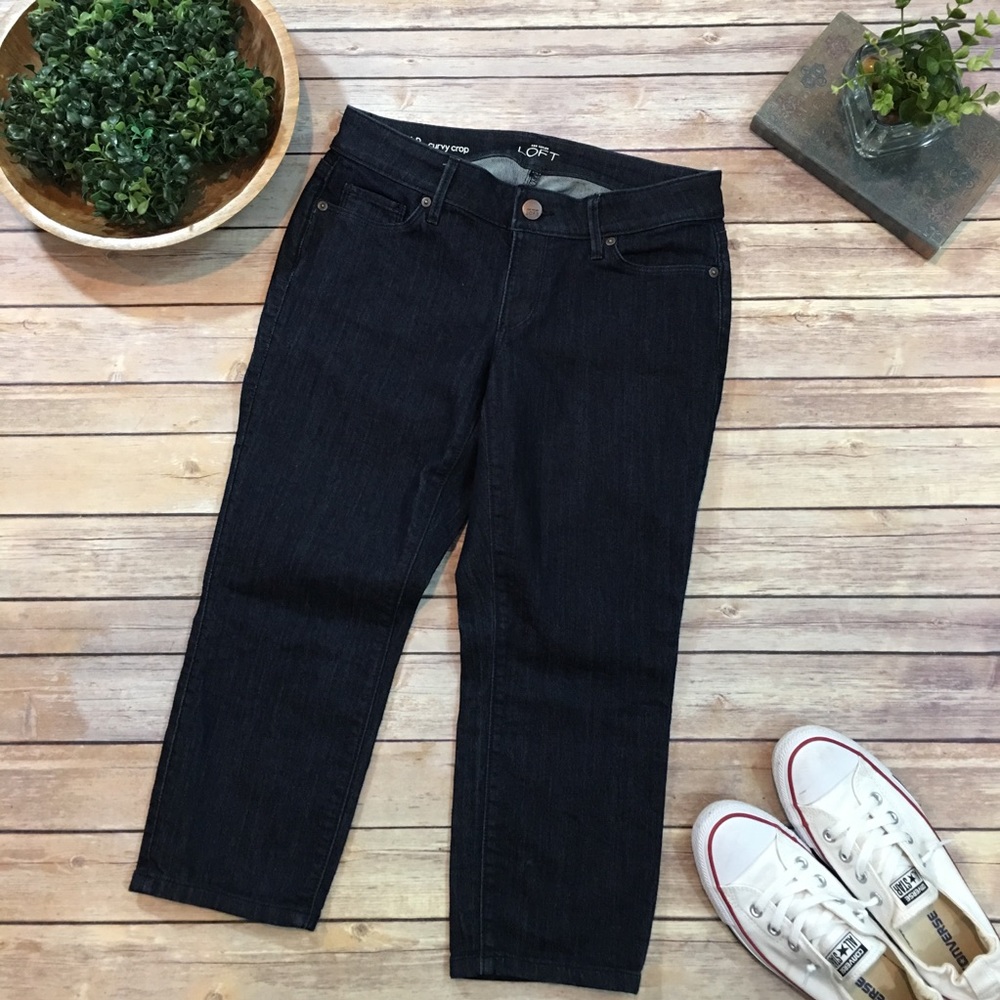 Size 27/4P Petites LOFT Dark Wash Curvy Crop Pants